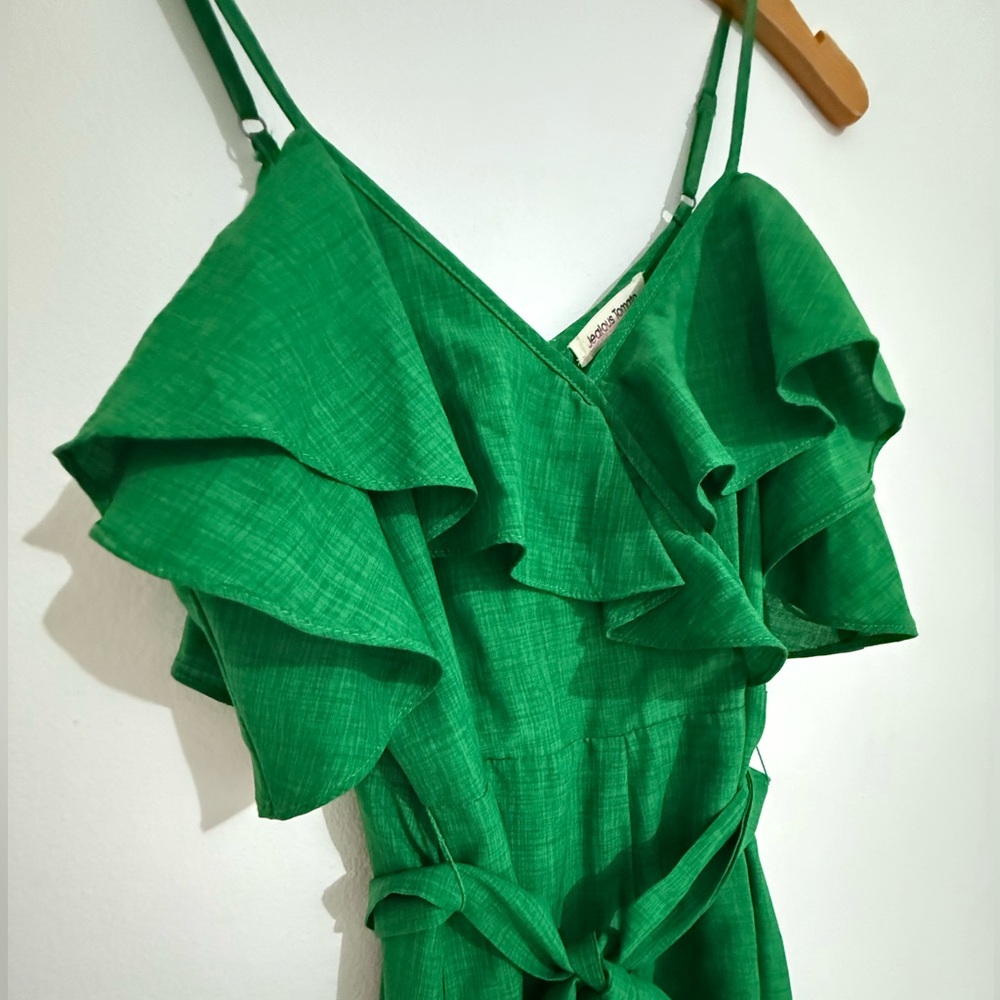 Jealous Tomato Green Apple Ruffle Jumpsuit with Pockets - Picture 6 of 9